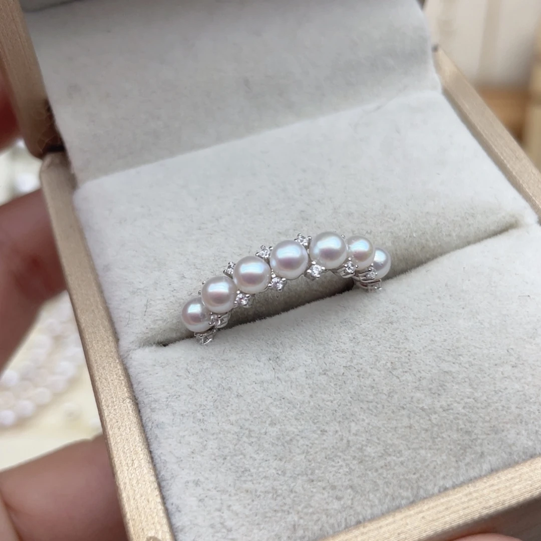 淡水珍珠戒指银S925镶嵌C12