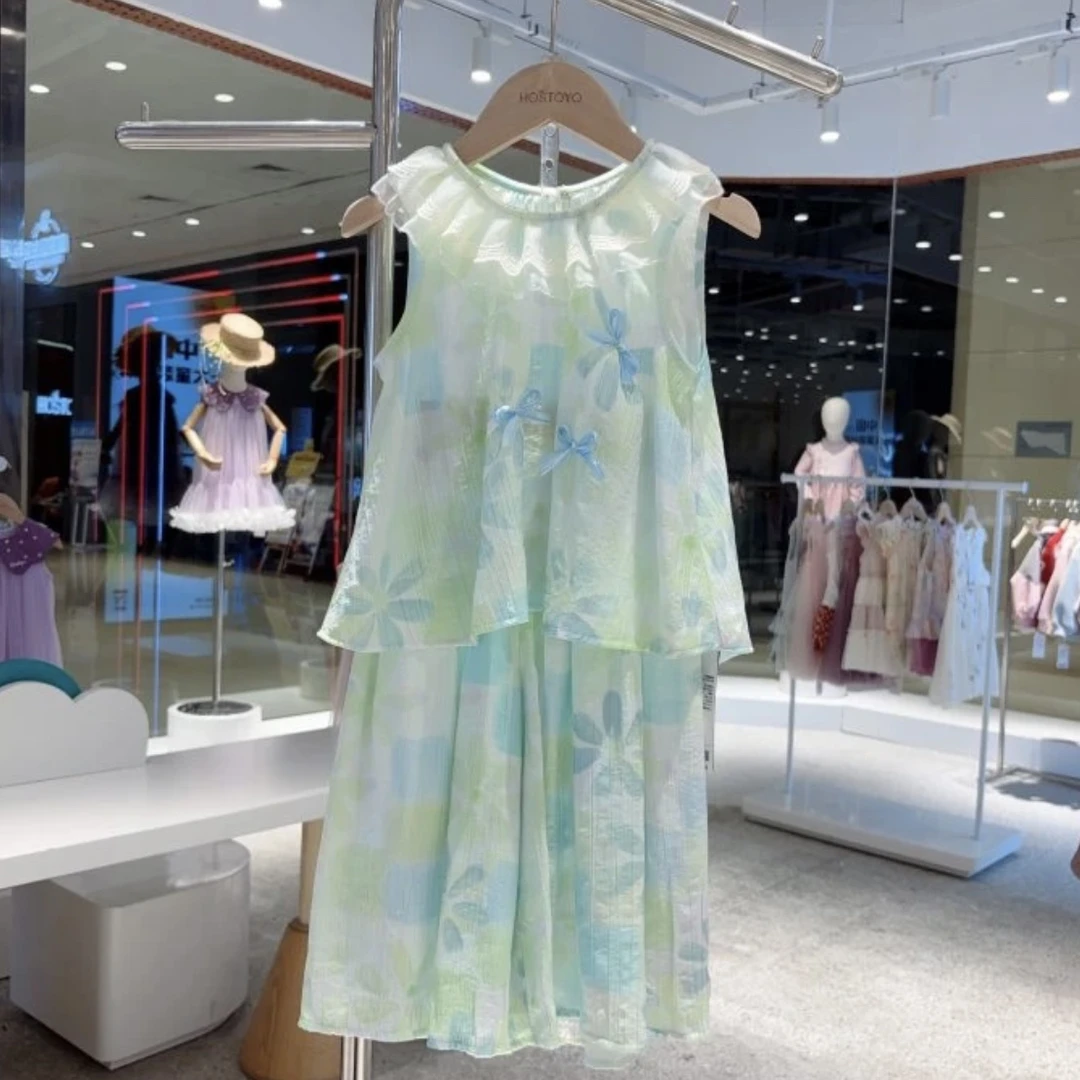 女童夏季连衣裙2025新款洋气小女孩高级感多巴胺公主裙儿童两件套