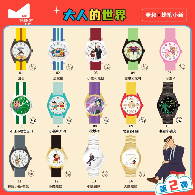 蜡笔小新二代手表正版惊喜盒周边盲盒手办腕表可爱卡通三福同款
