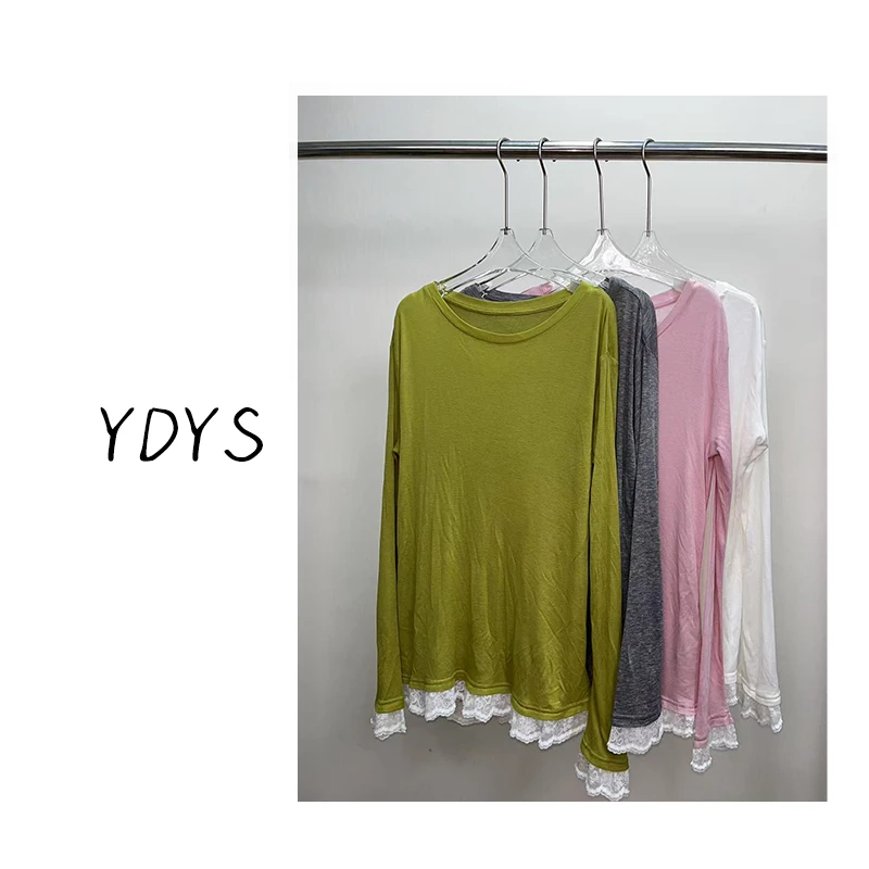 【YDYS】25K00082 2025新款时尚气质小众圆领四色长款袖T恤