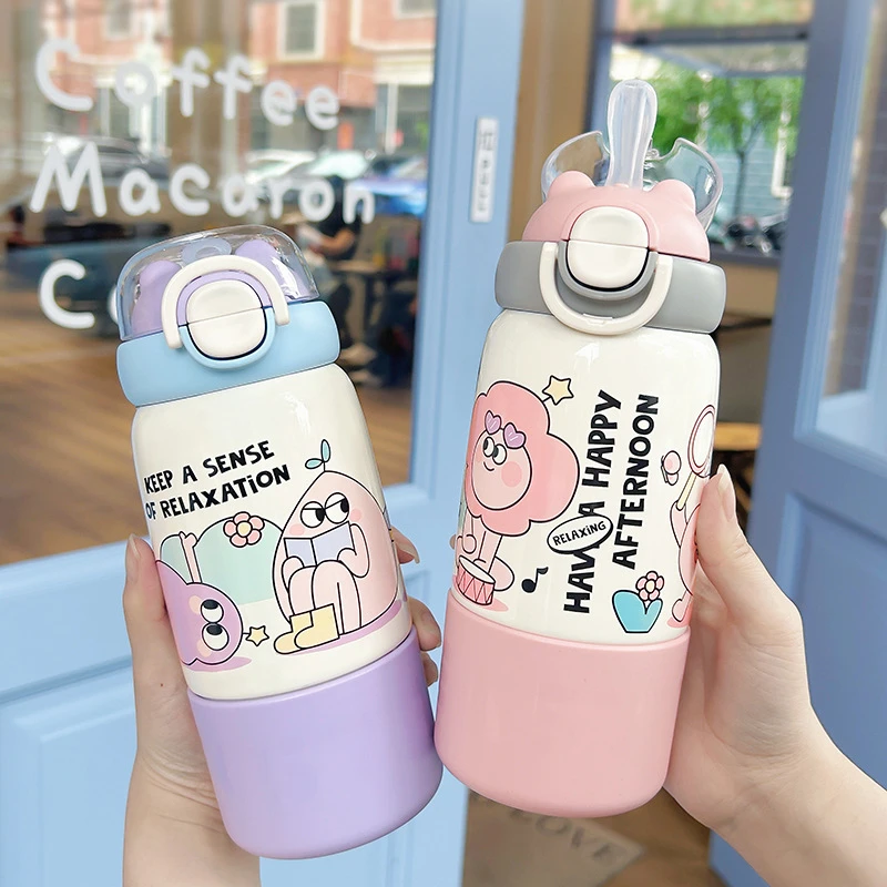 可爱大容量儿童保温杯316女孩学生上学专用吸管杯高颜值宝宝水壶