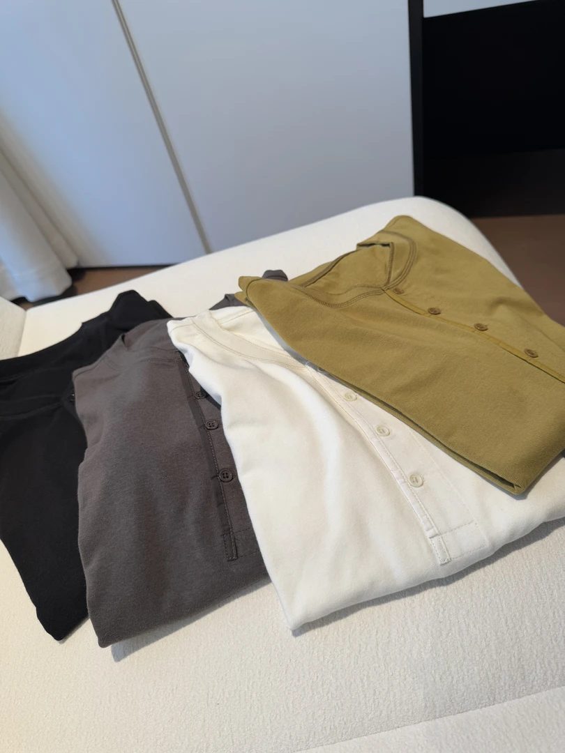 “软糯 小方酪”（全精工细节）软绵绵气质亨利领半门襟显瘦打底长袖T