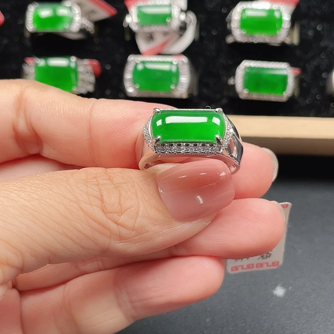 翡翠银S925镶嵌戒指编号3664没运费险