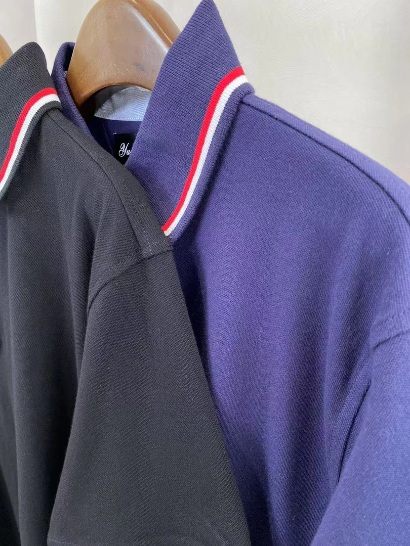 T家男士夏季翻领两粒扣条纹短袖T T02