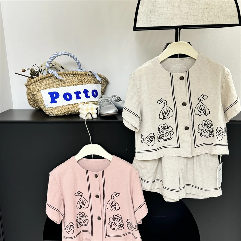 【现货】女童夏装套装时髦洋气小女孩夏天衣服中大儿童休闲短袖裤子