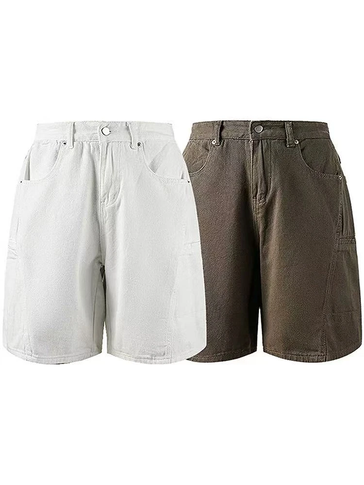 纯色基础款五分裤结构设计短裤男女款-5519