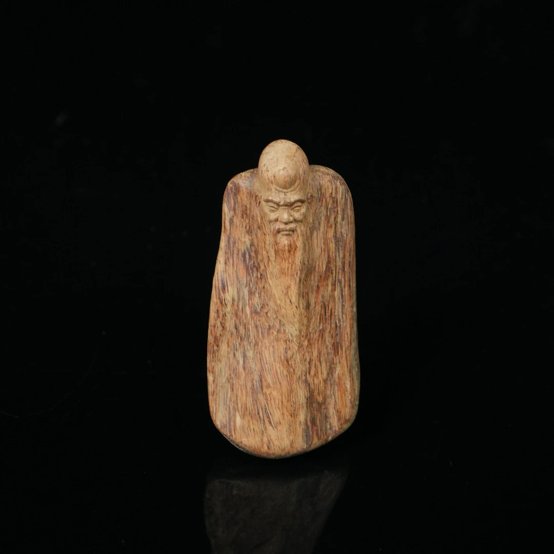 5602 老文莱沉香土沉8分沉寿星 6x3x1.1cm 6.87g