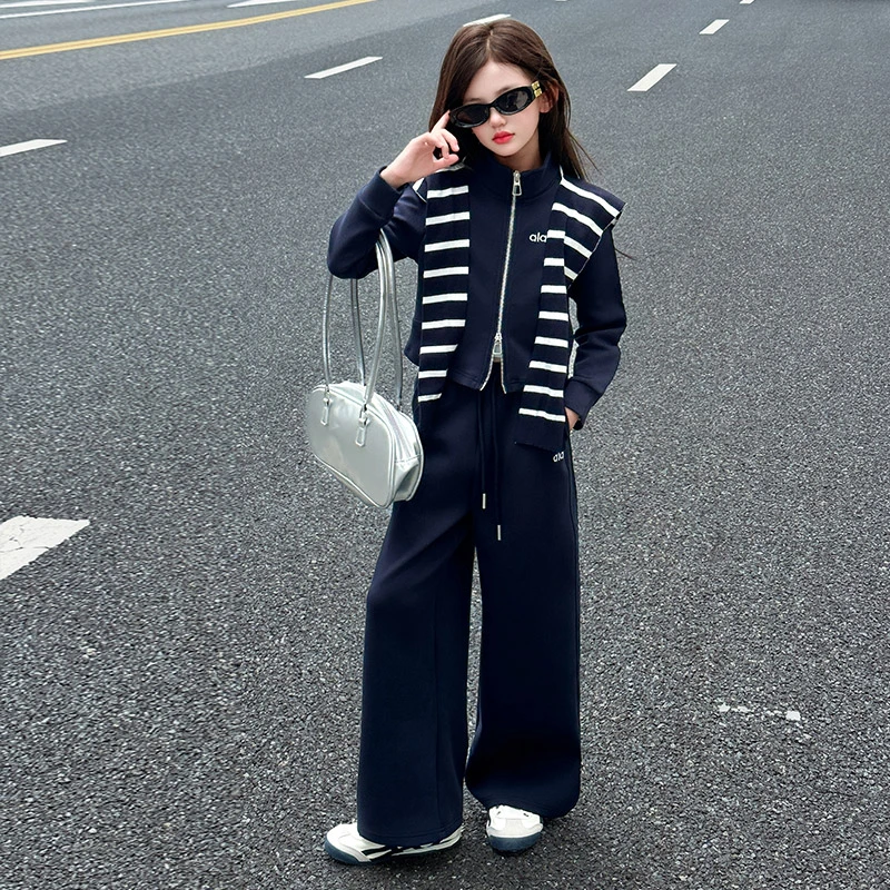 女童春秋款韩版休闲运动套装中大童小女孩洋气时髦儿童秋装两件套