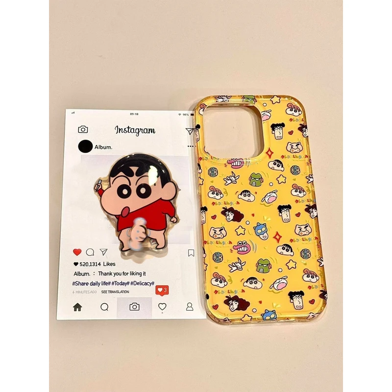 小新全家福转转支架适用苹果16Pro大孔15手机壳14卡通13套12/11新