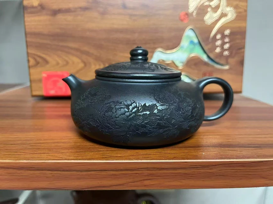 宜兴紫砂壶花开富贵寒江 石黄 赵园静