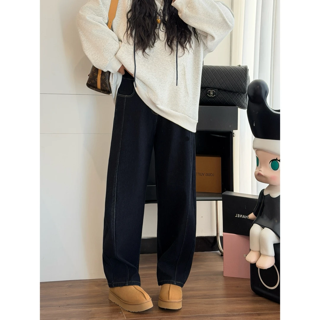 花契“椰香软糖”大码女装冬季宽松200斤胖mm时尚休闲牛仔裤16699-H