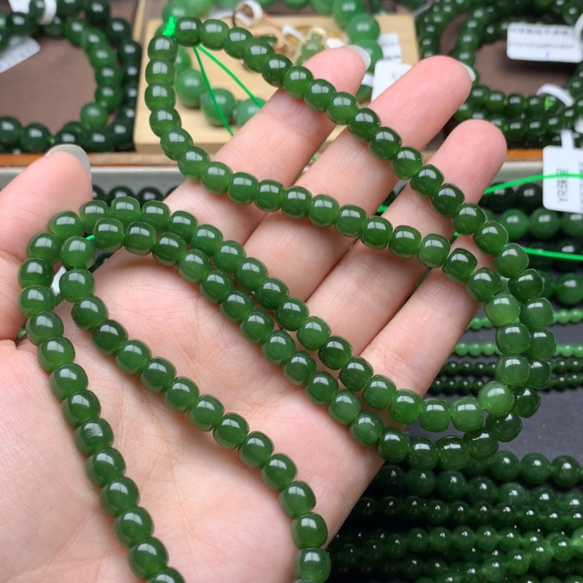 【闪购商品】未镶嵌手串和田玉（碧玉）7m直切无黑辣绿毛衣链