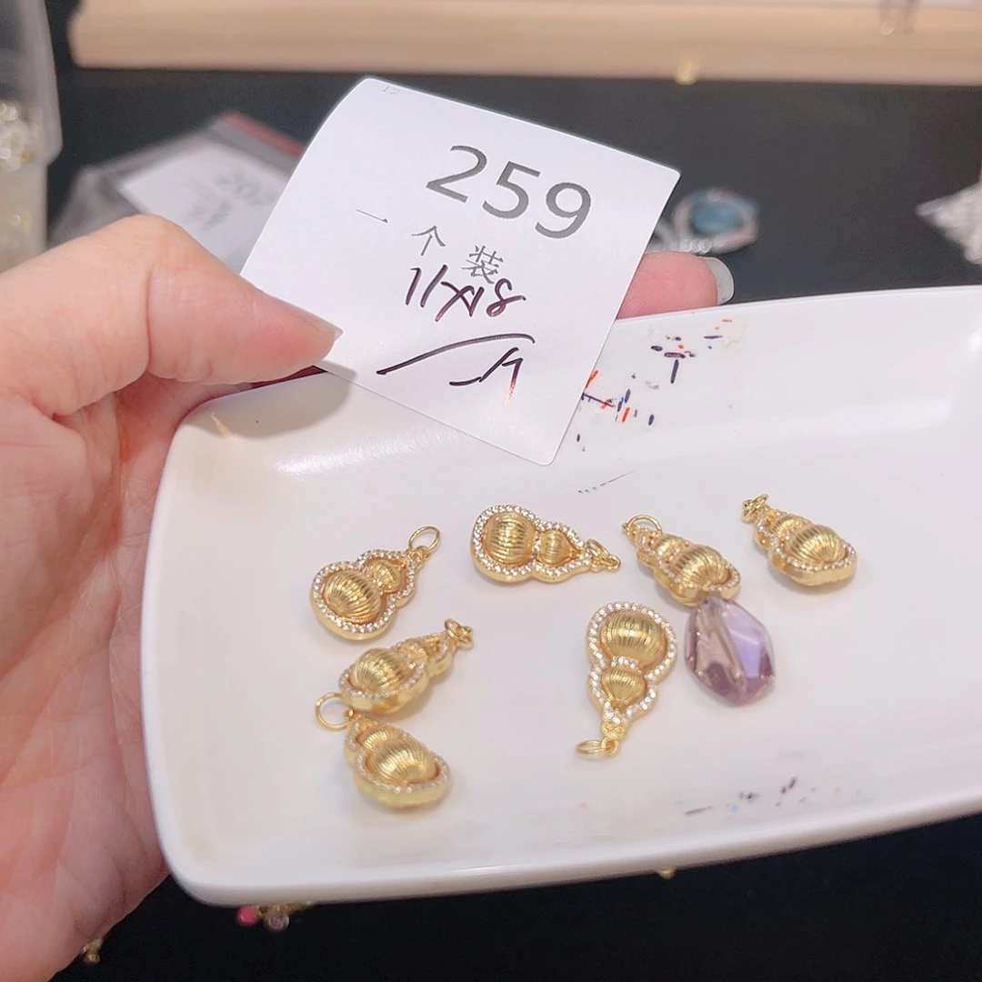 水晶珠宝半成品银S925镀金镶嵌259