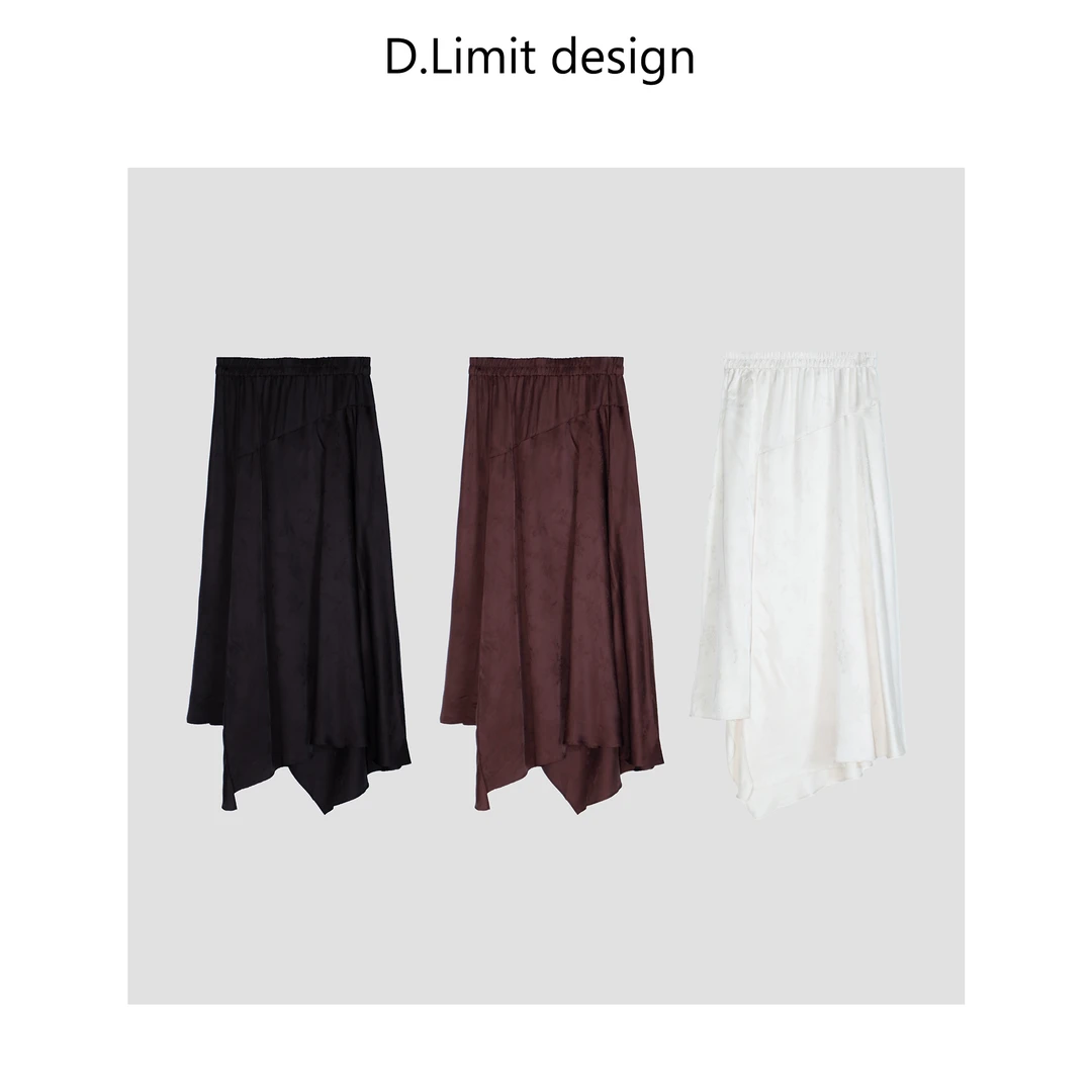 【D.Limit design】中式国风提花缎面不规则半裙DLZJ1415