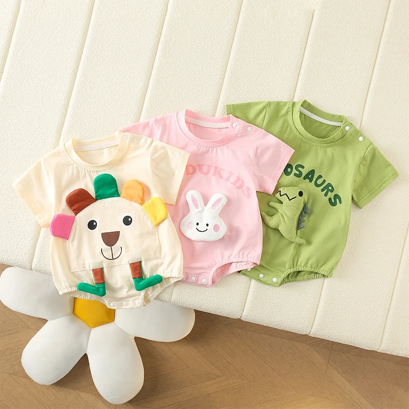 新款薄款舒适印花婴儿卡通男童洋气夏季幼儿包屁衣哈衣潮童包屁衣