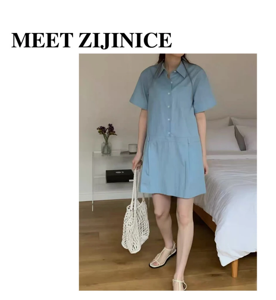 ZIJIN韩版休闲短袖连衣裙