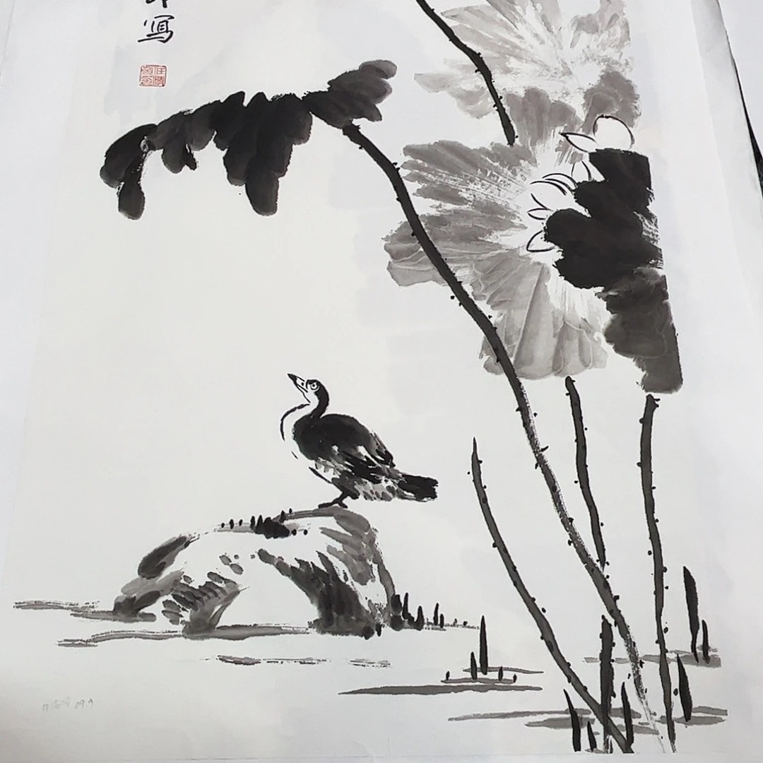 国画任清岭老师四尺三开花鸟奇