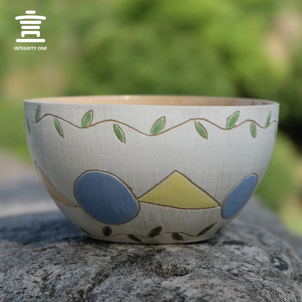 言一|几何图形釉下彩手作手绘陶瓷米饭碗瓷碗景德镇陶瓷碗套组