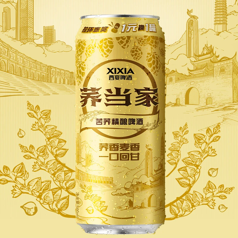 西夏荞当家国产经典黄啤500ml*12听