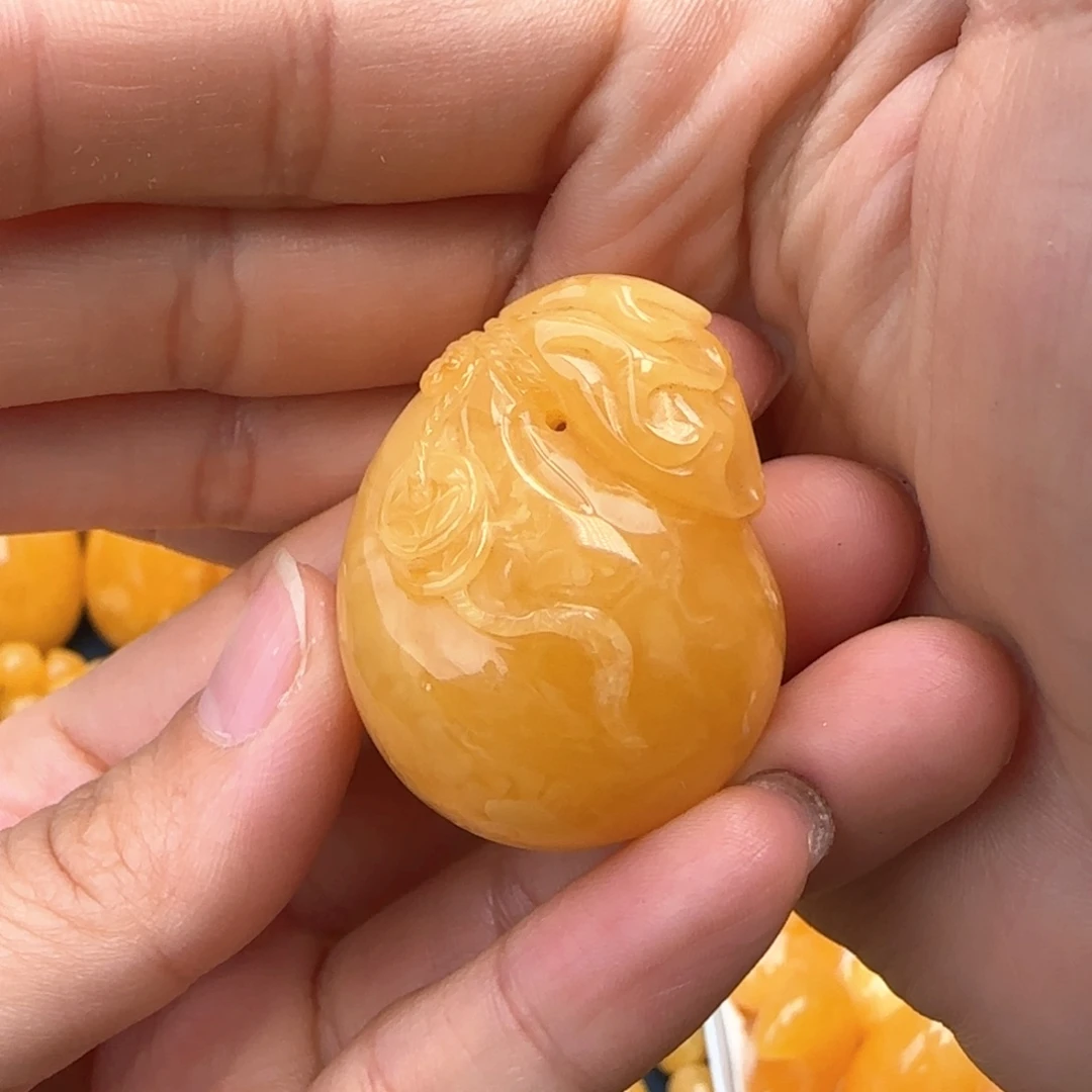 琥珀颈饰未镶嵌钱袋挂件