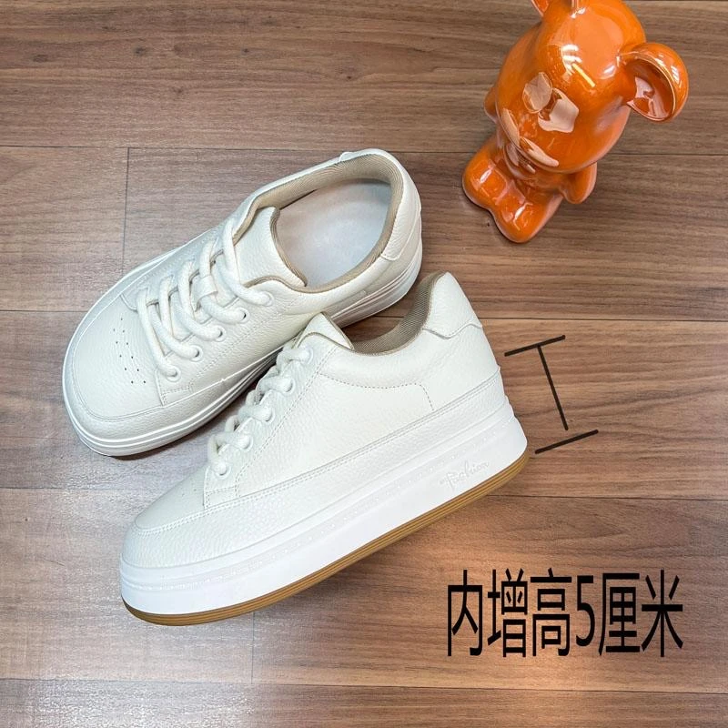 头层牛皮软底增高小白鞋女5cmXBX-YJLDX秋冬新款时尚百搭运动板鞋