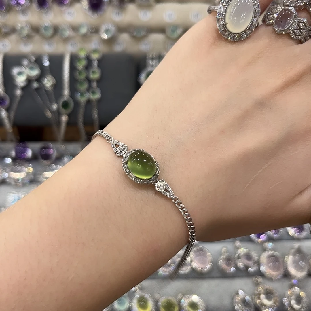 蛇纹石玉银S925镶嵌女款大*虾戒指