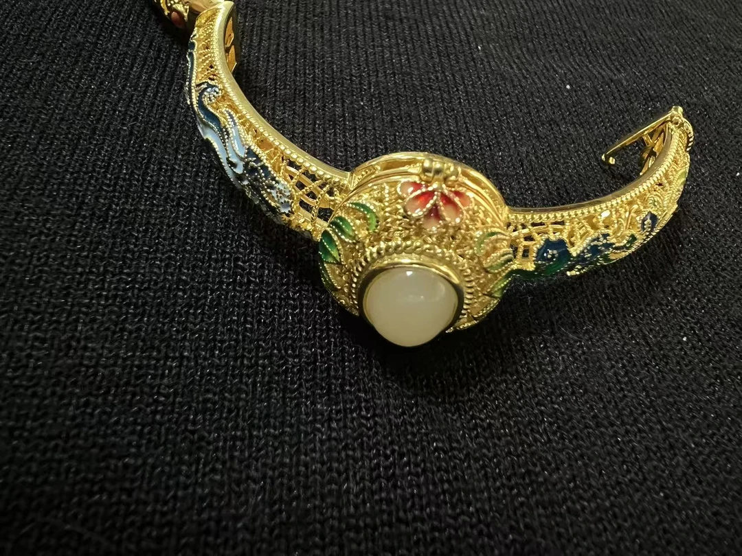 C571阿艳专属S925银镶嵌和田玉镯子