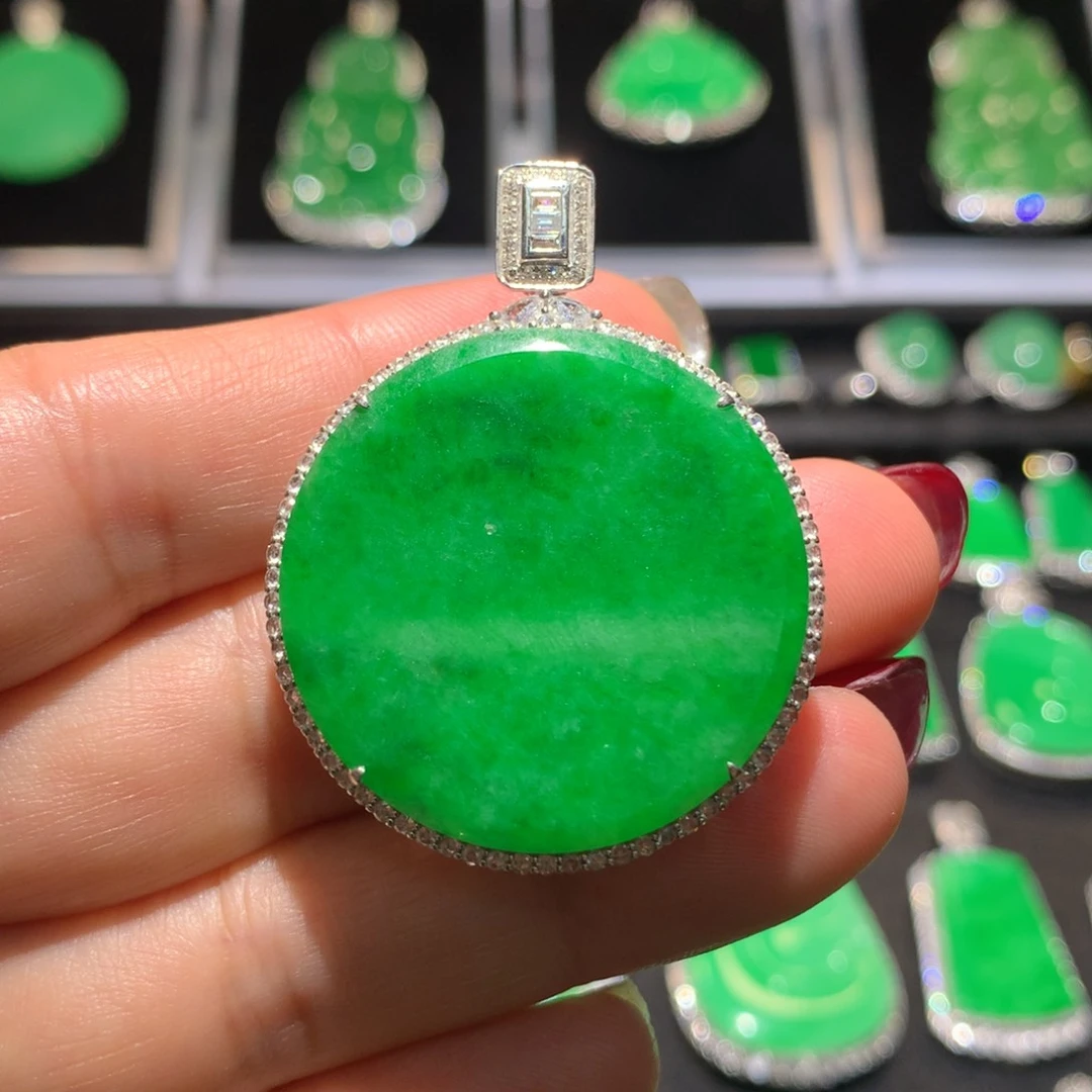 翡翠18K金镶嵌吊坠(不含链)