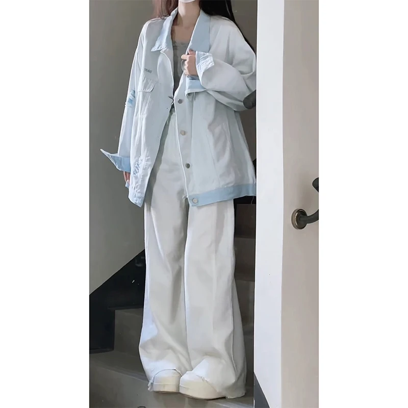 巴恩风破洞水洗牛仔外套女装2025秋季新款美式复古高级感夹克开衫