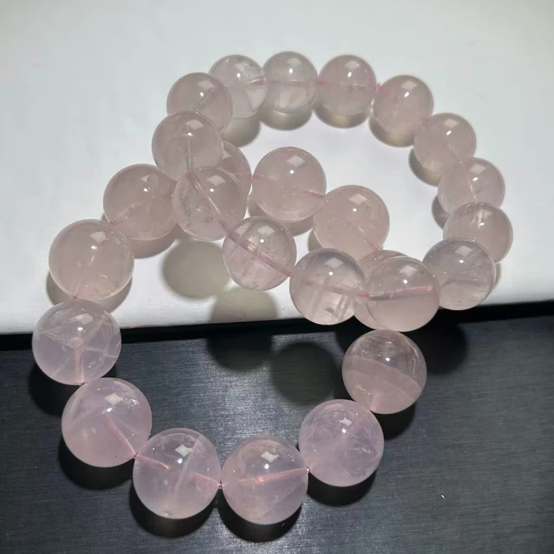 天然粉水晶手串粉阿白阿塞天然水晶百搭白水晶粉水晶