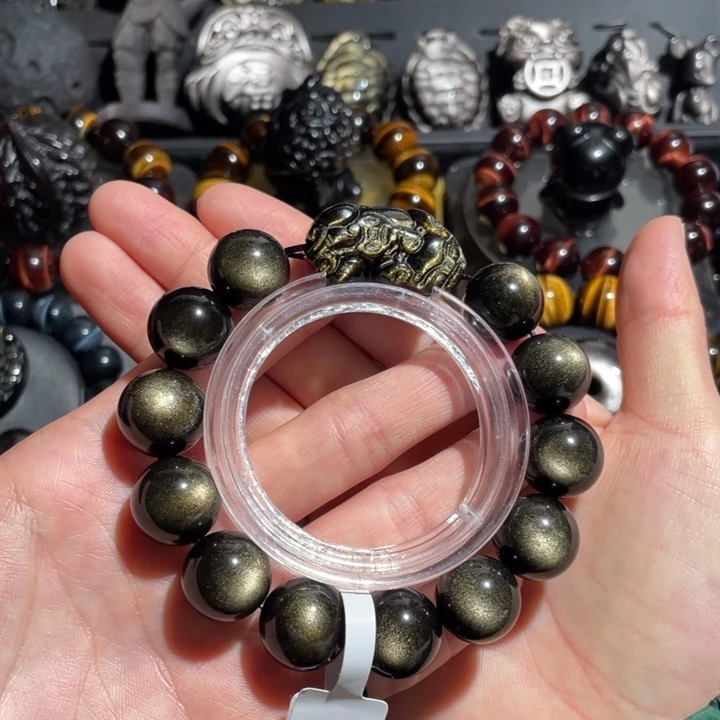 向****黑曜岩未镶嵌手串