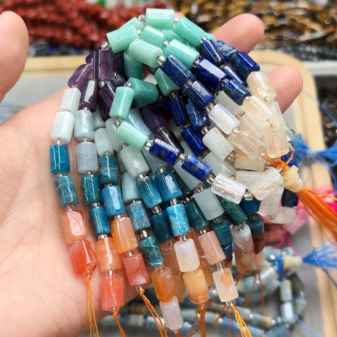 未镶嵌玛瑙/玉髓珠宝半成品7×10七脉轮柱子短条