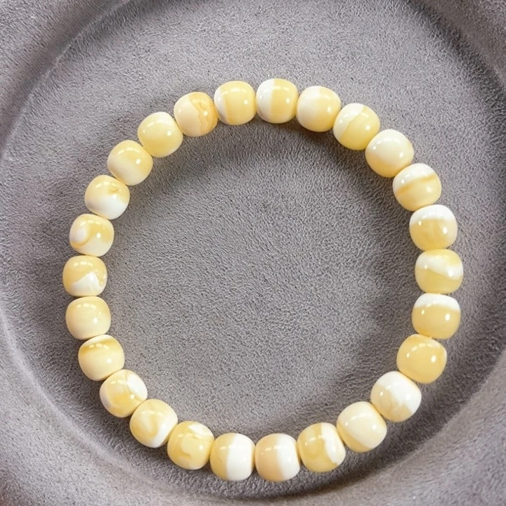 未镶嵌蜜蜡手串纯天然俄料白蜡金纹高桩老型