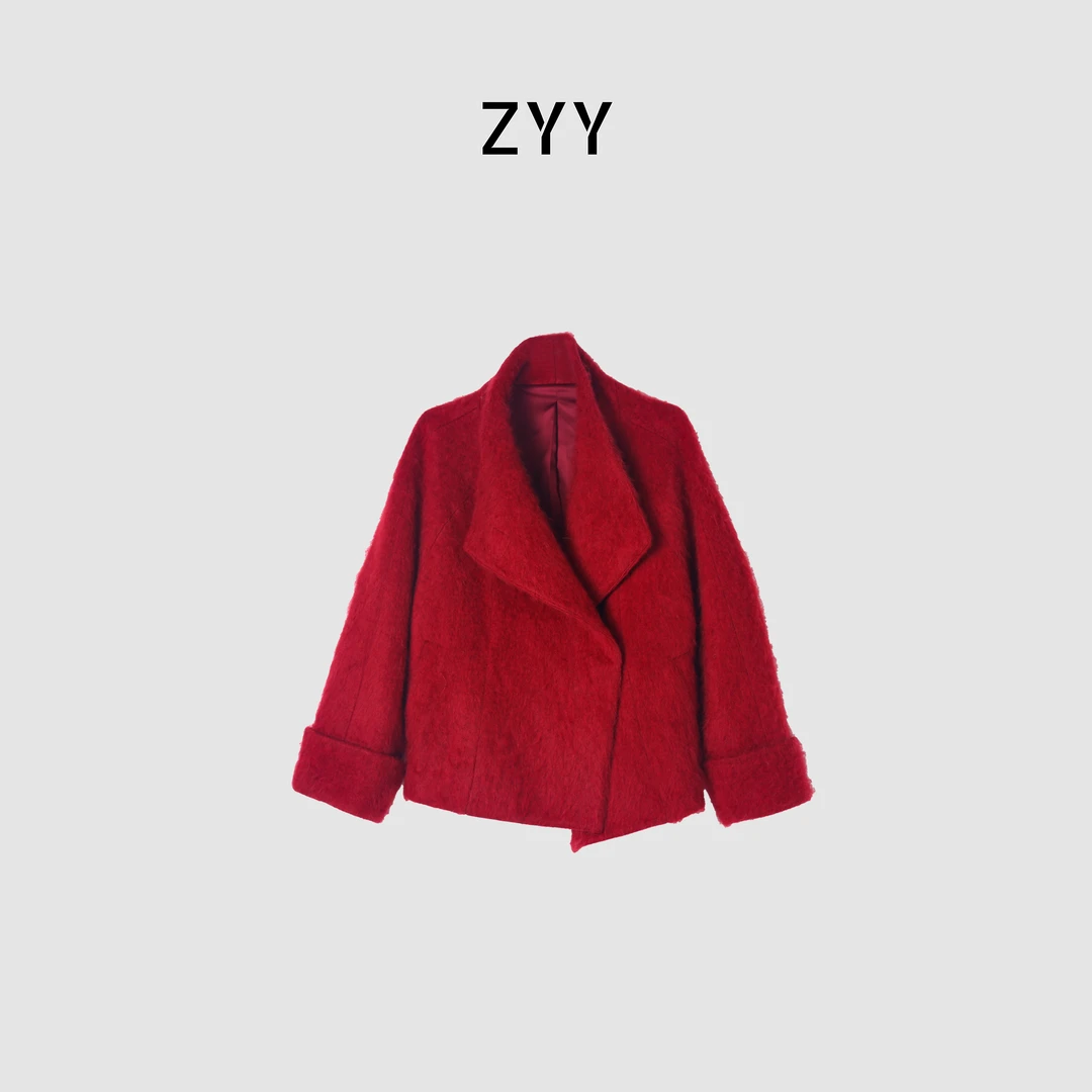 ZYY【温柔反叛】2025S/厚款绵羊毛休闲保暖毛呢外套X25DDY06078