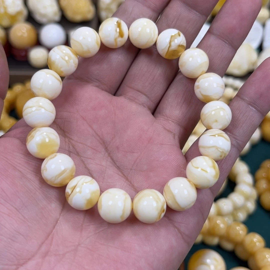 琥珀手链未镶嵌同料圆珠12mm