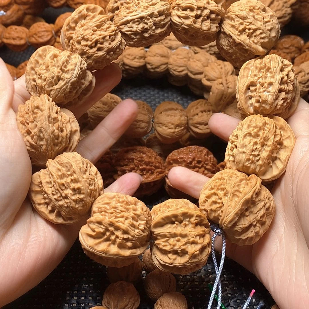 文玩核桃手串白狮子麻核桃手持