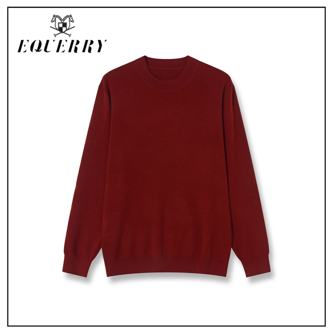 EQ2025秋冬男士商务休闲长袖山羊绒蚕丝混纺圆领纯色毛衫EQ-M399