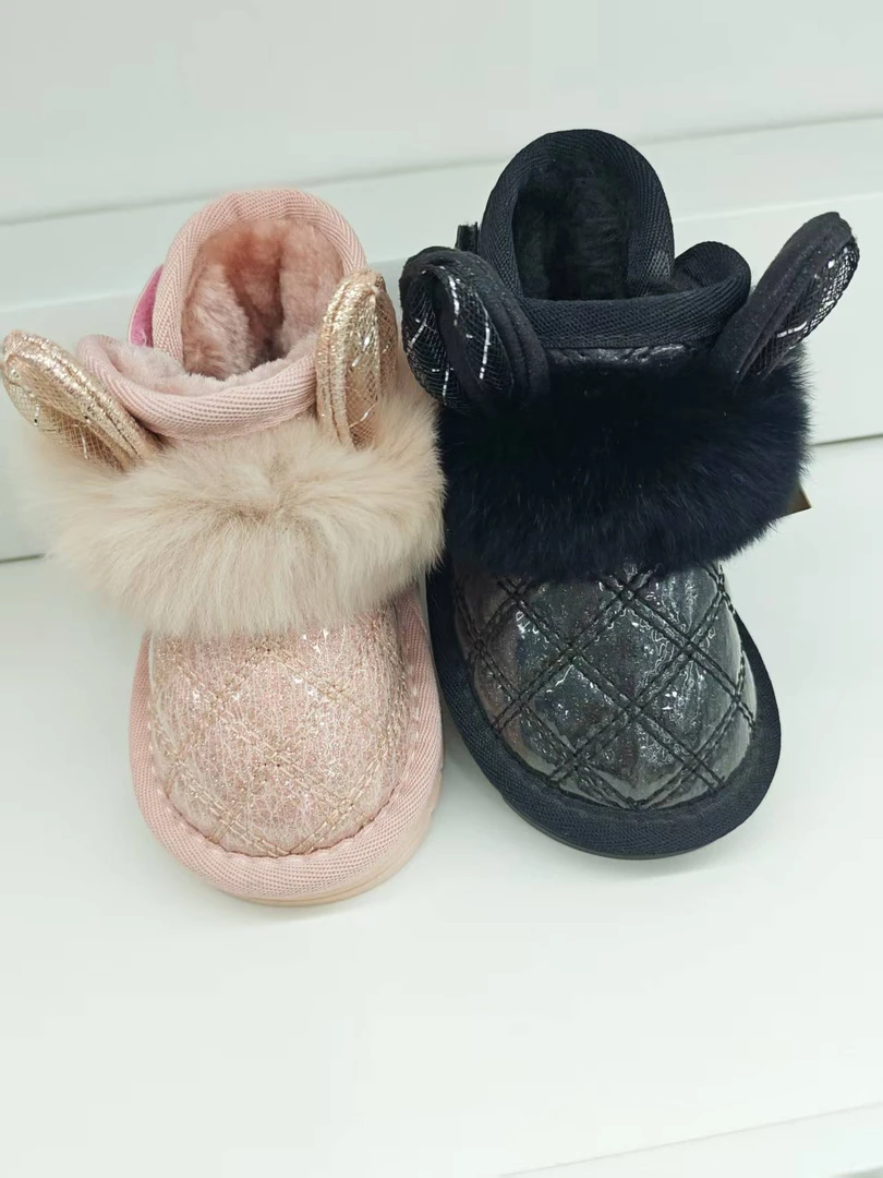 （21码到2）女童冬季可爱加绒加厚防滑防水保暖雪地靴 5008