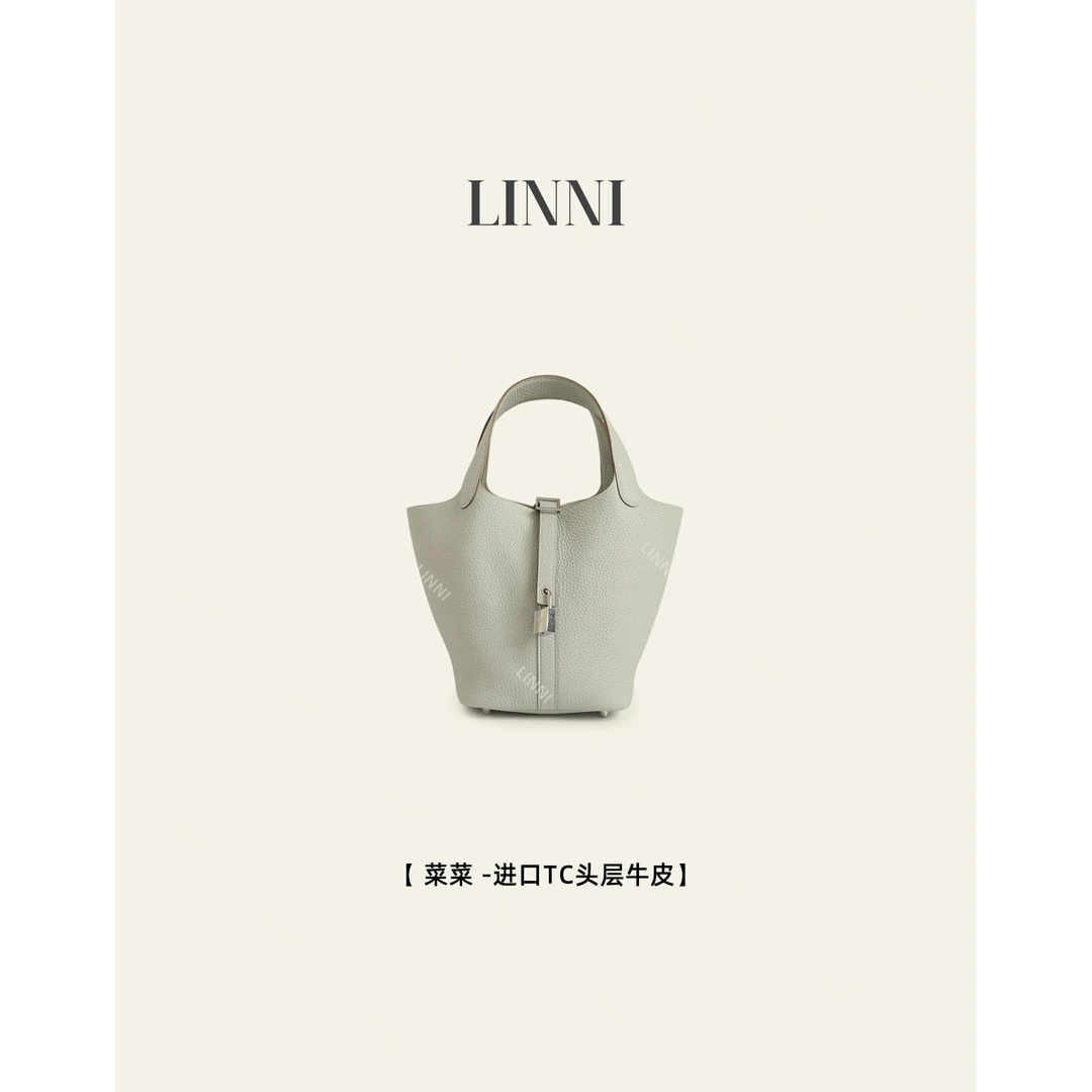 LINNI｜升级版（菜菜包）蜡线全钢五金TC胎牛皮手拎包高级真皮女包