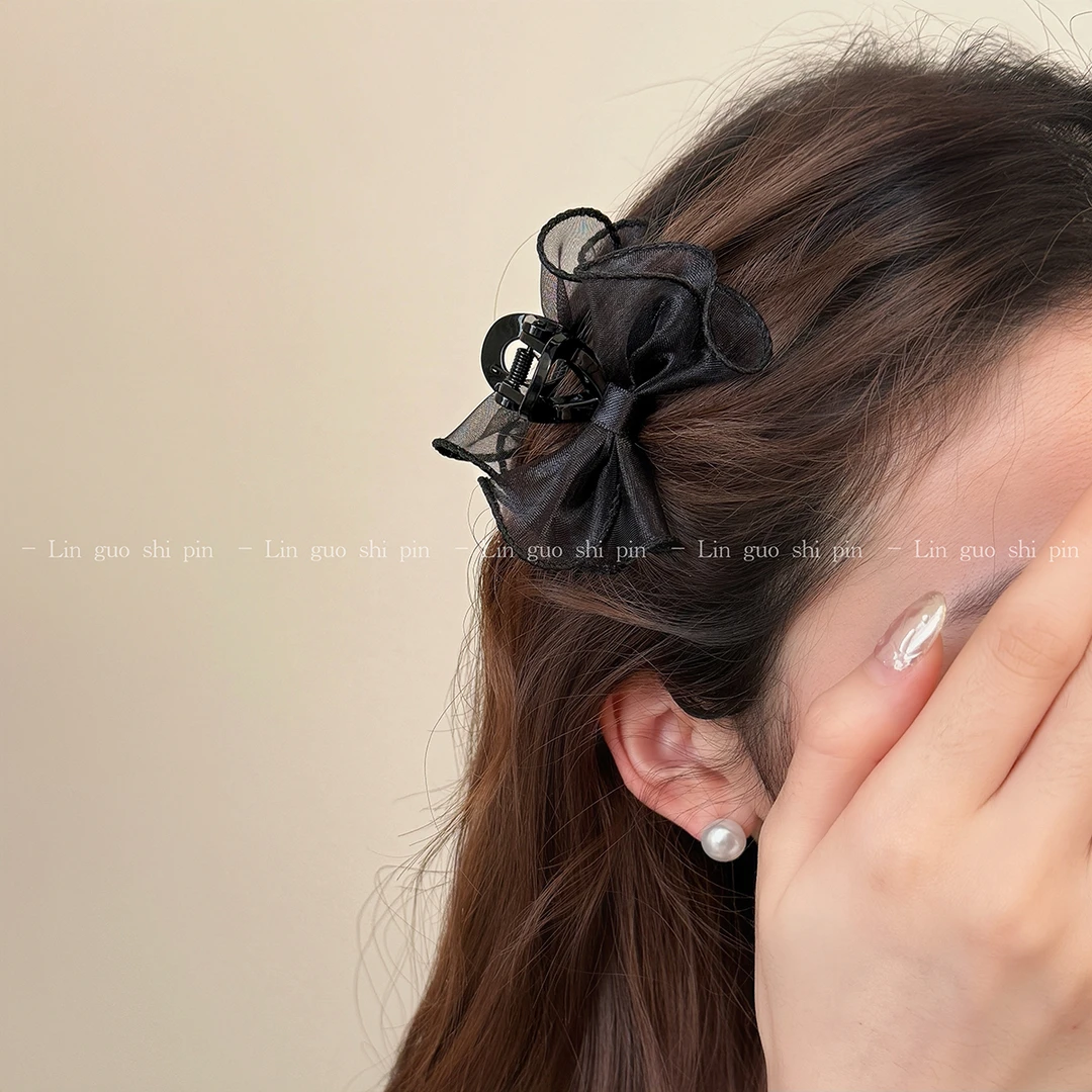 【芭蕾舞曲】春夏新款简约高级感网纱裙摆蝴蝶结侧边夹刘海碎发夹