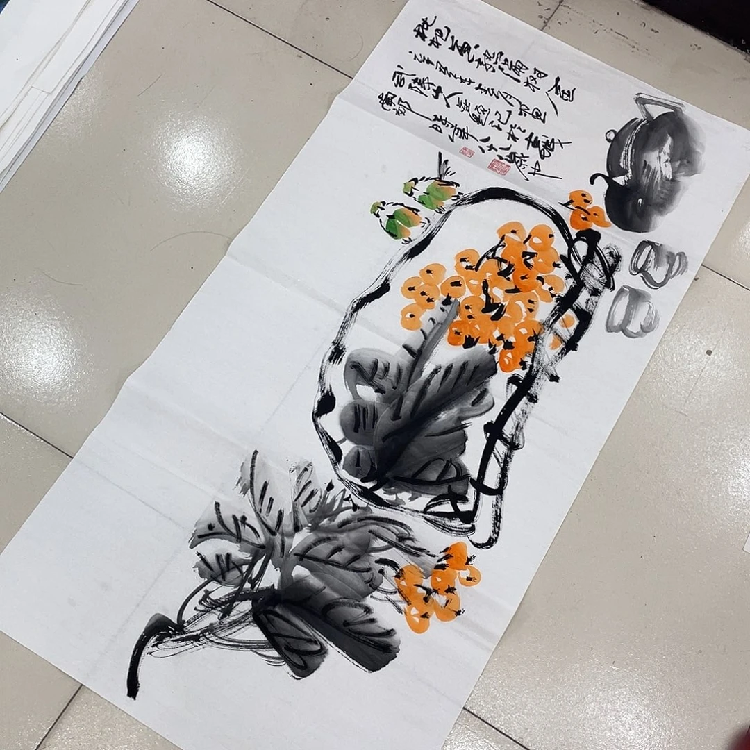 国画纯手绘的花鸟山水