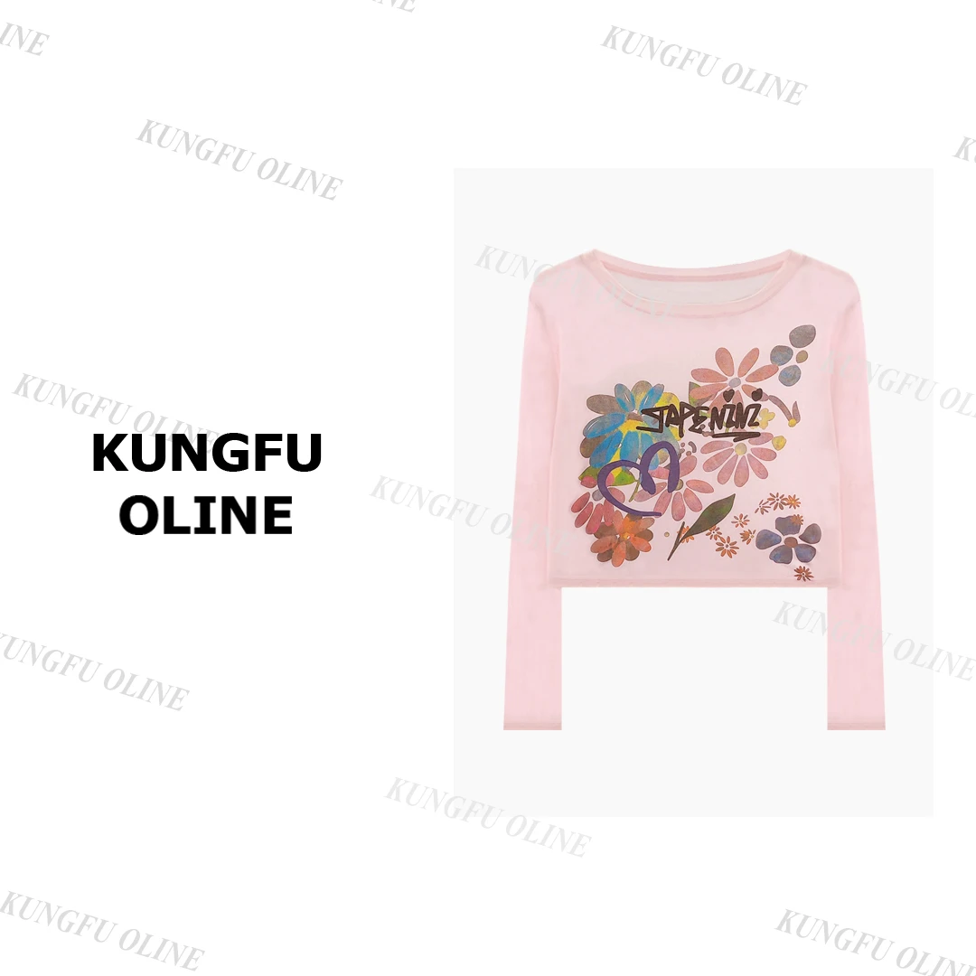 【YY】五彩缤纷CT9466夏季薄款长袖t恤2025印花休闲打底衫上衣女