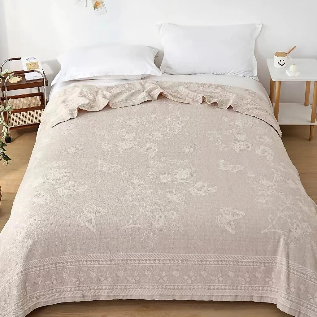 床盖【蝴蝶 原色】2.2X2.4米高端轻奢双人加大亲肤四季可铺可盖床盖