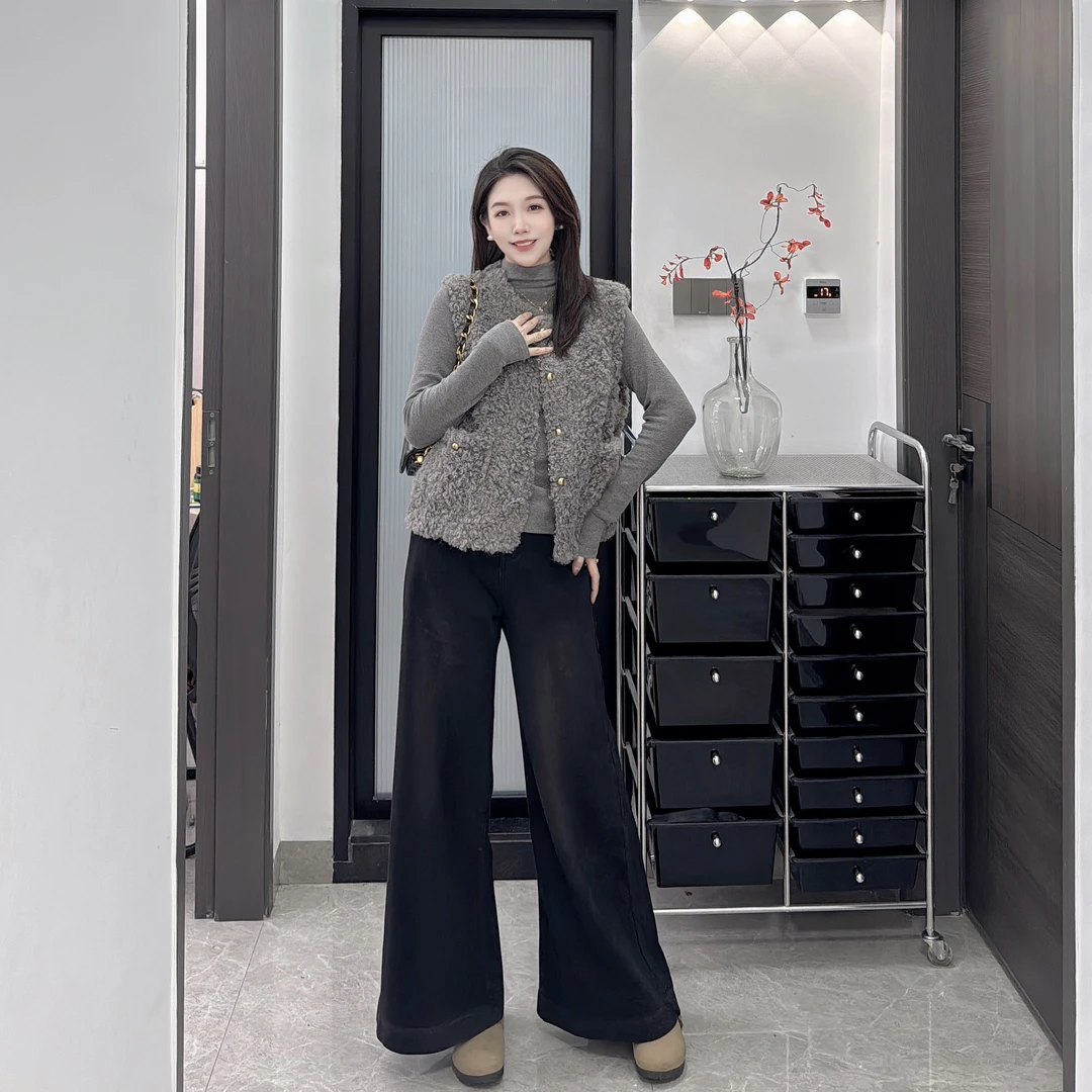 【落日暖阳】2025年冬季新款加厚马甲外套女时尚小香风羊羔绒上衣女