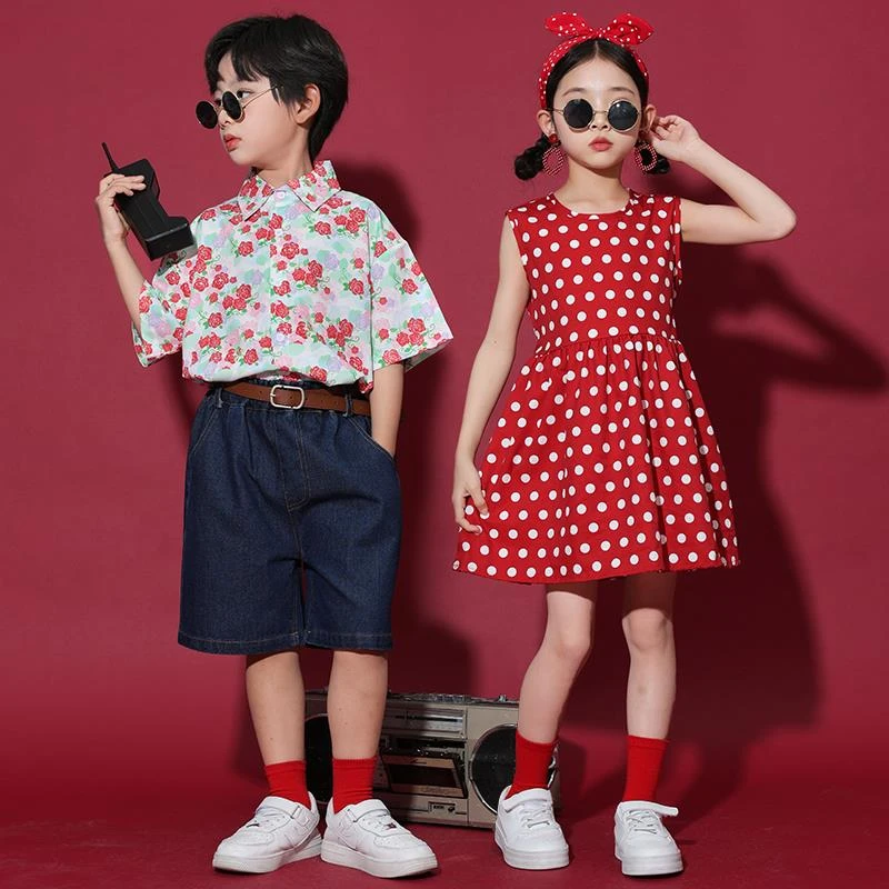 儿童港风服装怀旧女童连衣裙复古8090年代拍照写真幼儿园毕业童装