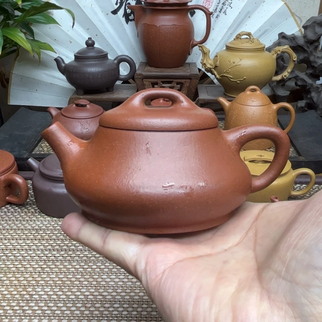 -***深紫砂茶壶黄龙山宝山红降坡泥半手工制作瑕疵