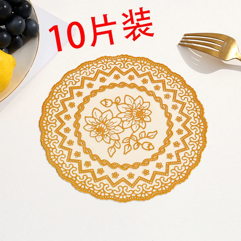 餐桌垫中式欧式烫金垫台灯花瓶座钟烟灰缸垫圆形盘垫茶杯垫布艺垫
