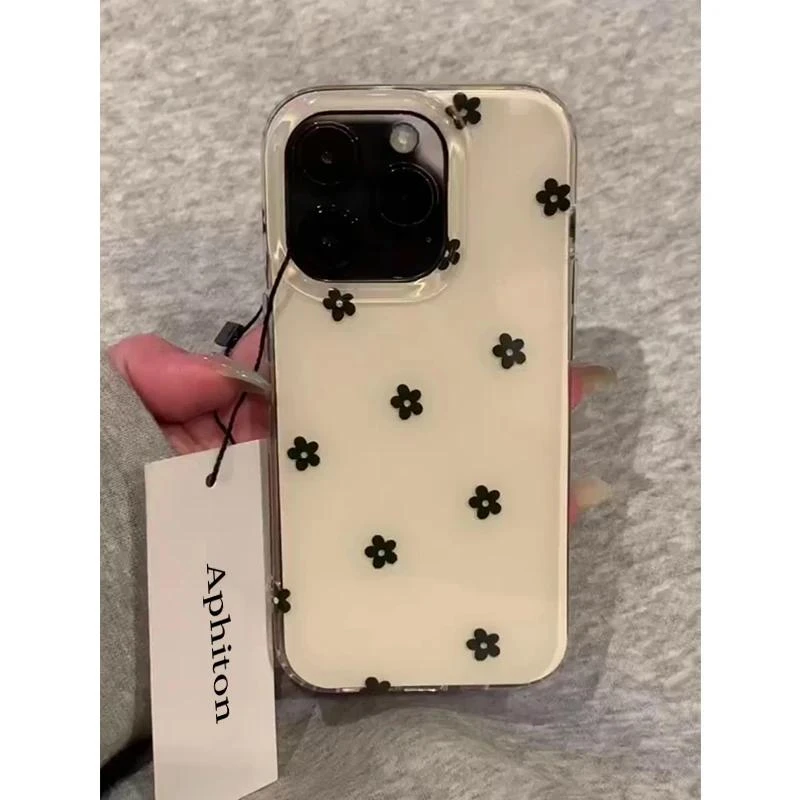 IMD简约碎花适用iphone16苹果15果冻手机壳小米OPPO华为荣耀