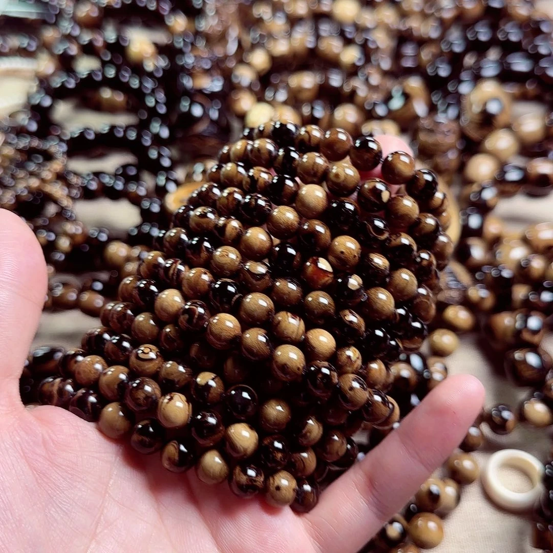 泥塑血柳0.9尺寸毕业圆珠手串无暇