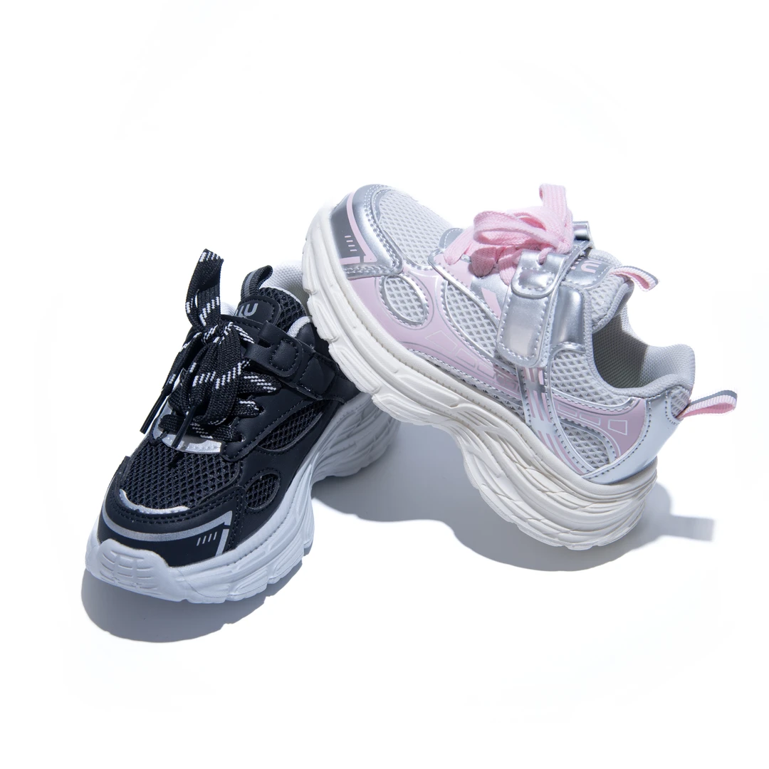 L.儿童春季网面魔术贴休闲百搭厚底防滑运动鞋68011